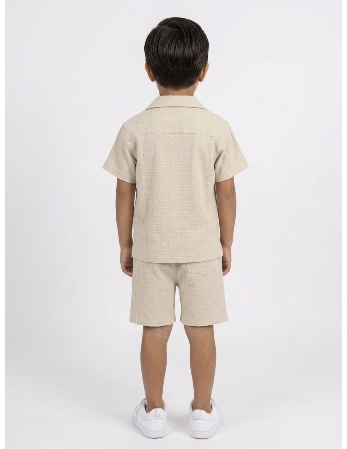 ENSEMBLE TEXTURÉ CHEMISE + SHORT BEIGE - GARÇON