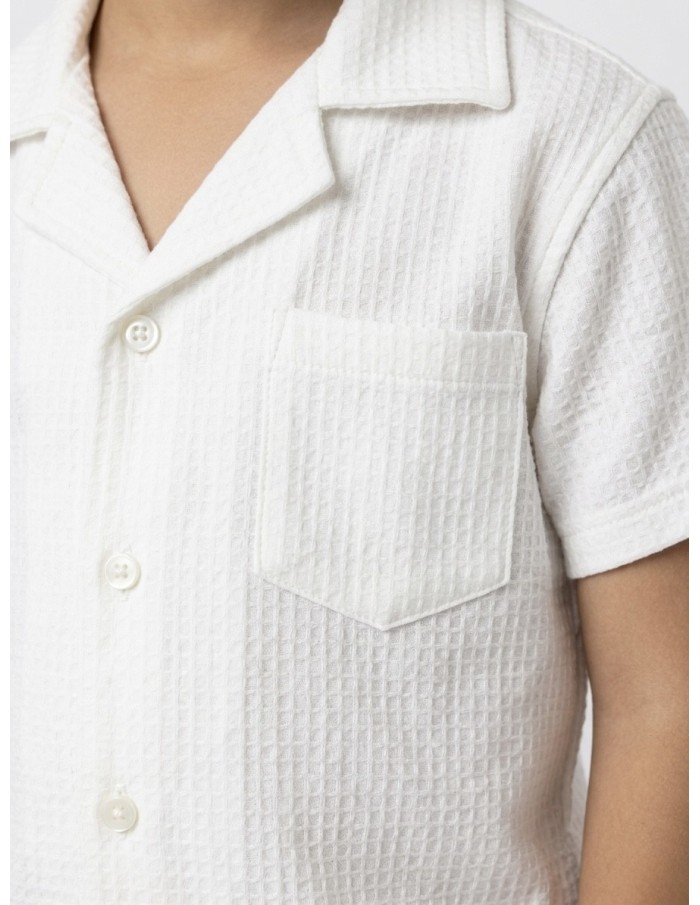 ENSEMBLE TEXTURÉ CHEMISE + SHORT BLANC - GARÇON