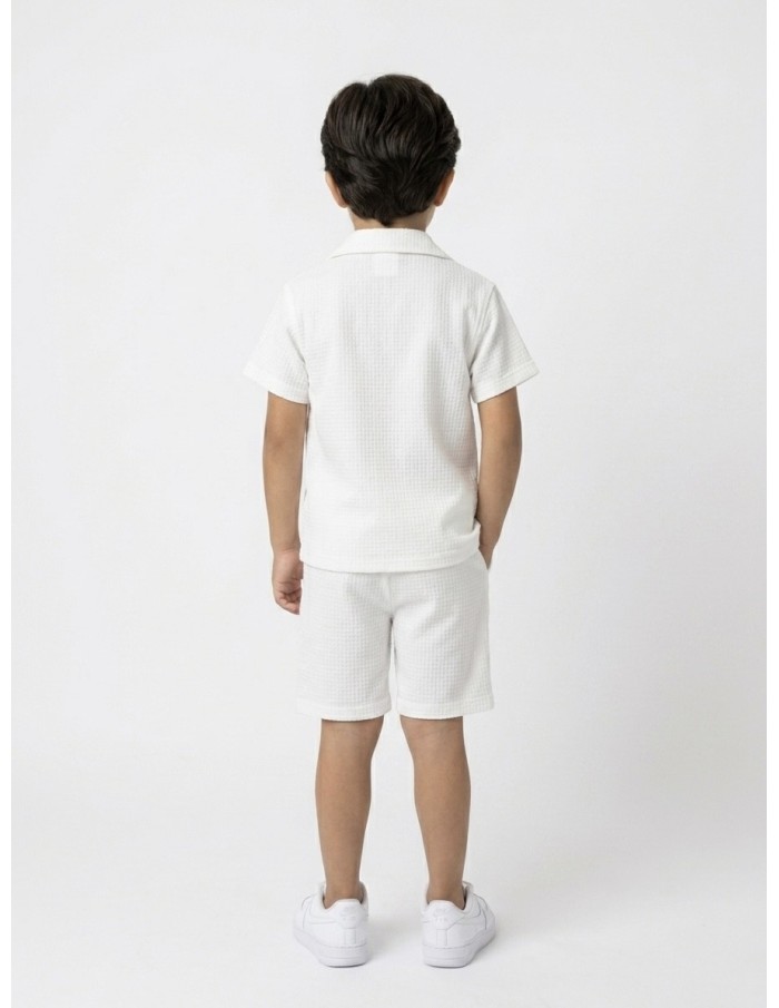 ENSEMBLE TEXTURÉ CHEMISE + SHORT BLANC - GARÇON