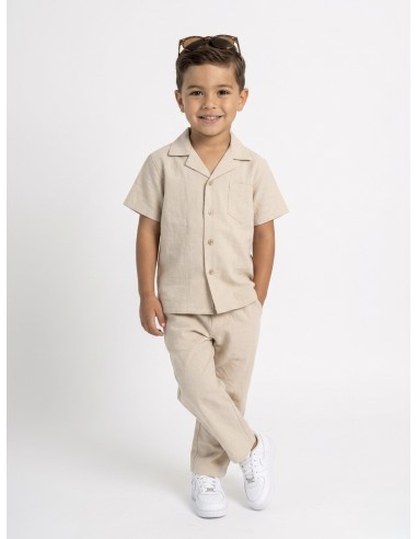 ENSEMBLE CHEMISE + PANTALON BEIGE -...