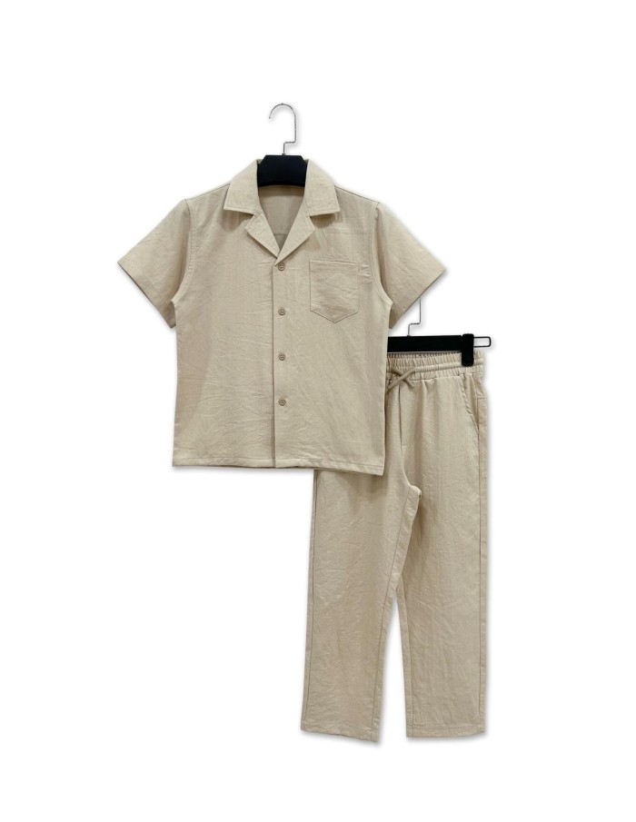 ENSEMBLE CHEMISE + PANTALON BEIGE - GARÇON