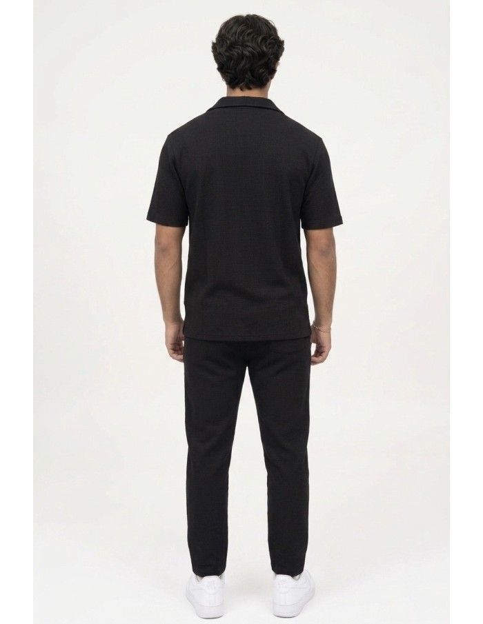 ENSEMBLE CHEMISE + PANTALON TEXTURÉ NOIR  - HOMME