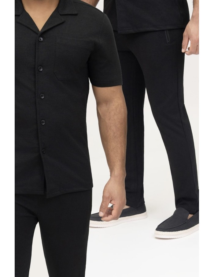 ENSEMBLE CHEMISE + PANTALON TEXTURÉ NOIR  - HOMME
