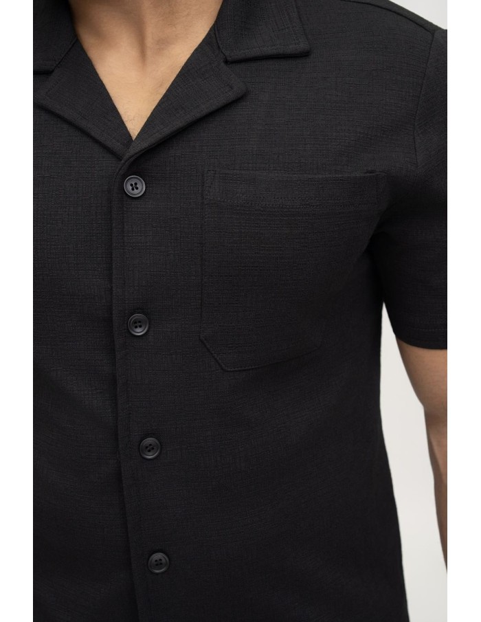 ENSEMBLE CHEMISE + PANTALON TEXTURÉ NOIR  - HOMME