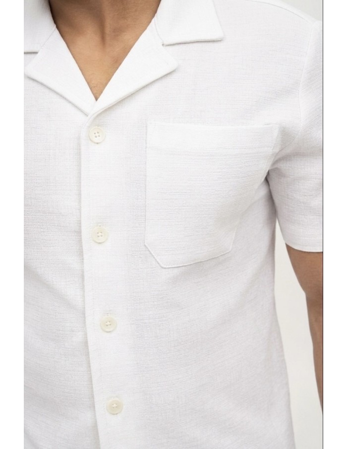 ENSEMBLE CHEMISE + PANTALON TEXTURÉ BLANC  - HOMME