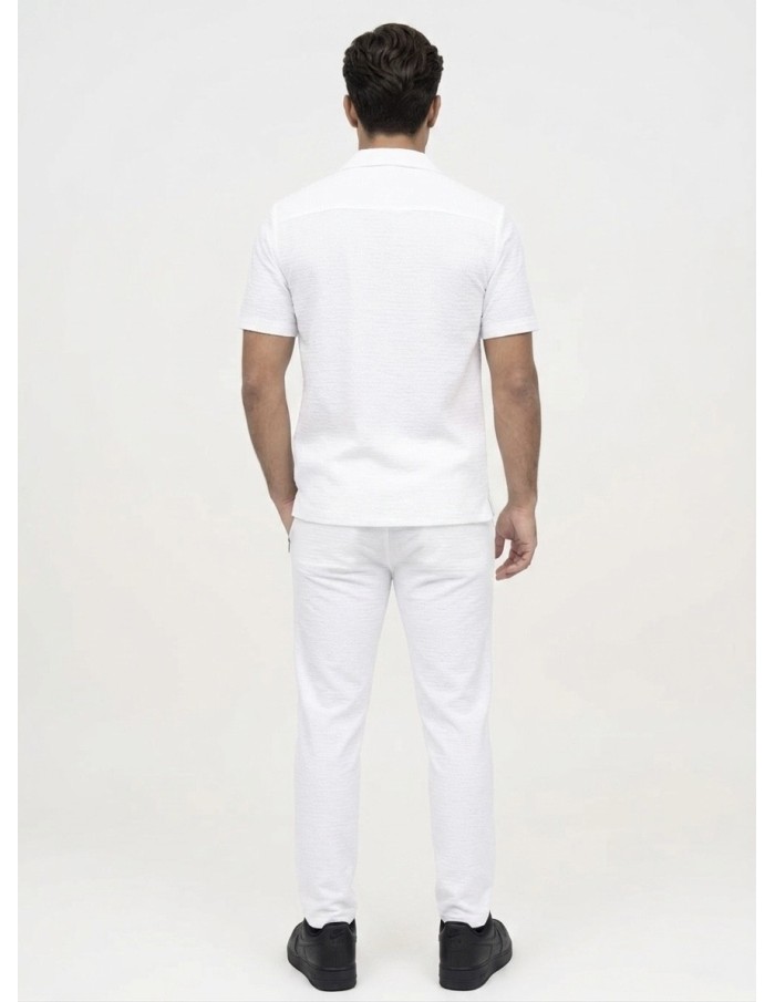 ENSEMBLE CHEMISE + PANTALON TEXTURÉ BLANC  - HOMME