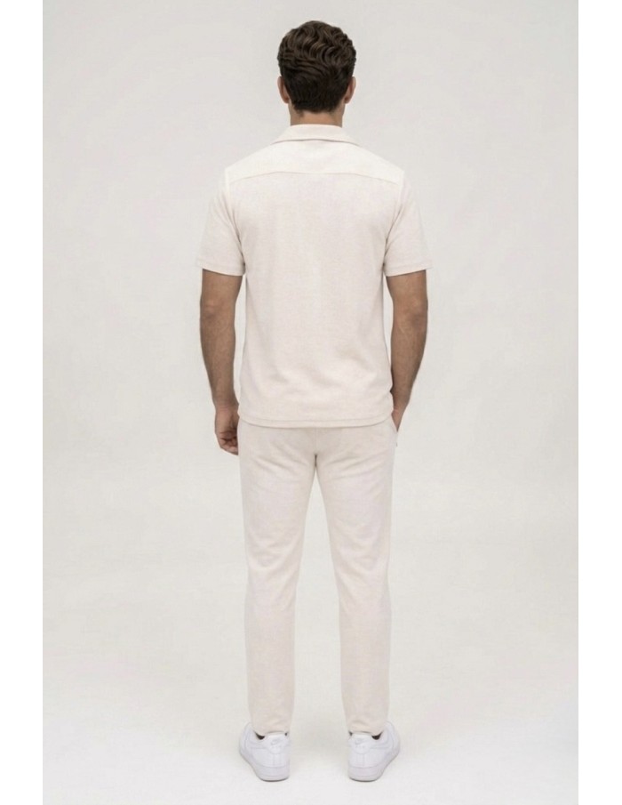 ENSEMBLE CHEMISE + PANTALON TEXTURÉ BEIGE - HOMME