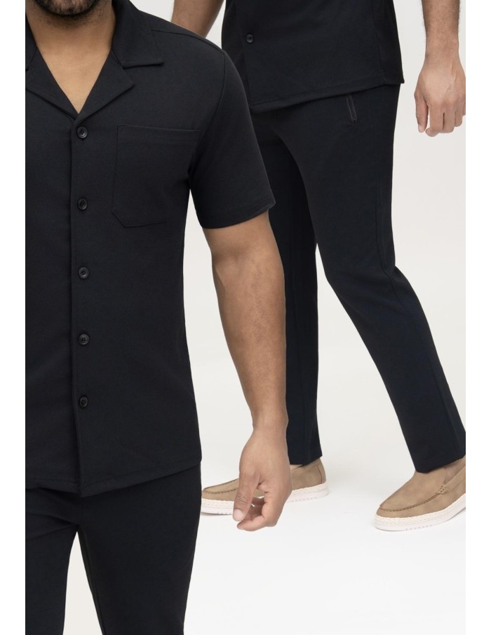 ENSEMBLE CHEMISE + PANTALON TEXTURÉ NOIR - HOMME
