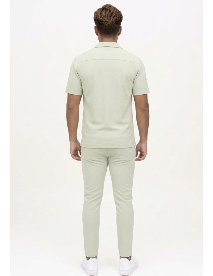 ENSEMBLE CHEMISE + PANTALON TEXTURÉ VERT SAUGE - HOMME