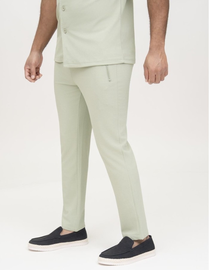 ENSEMBLE CHEMISE + PANTALON TEXTURÉ VERT SAUGE - HOMME