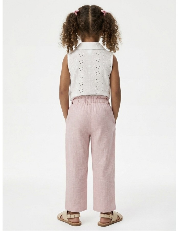 ENSEMBLE TOP + PANTALON ROSE POUDRÉ– FILLE