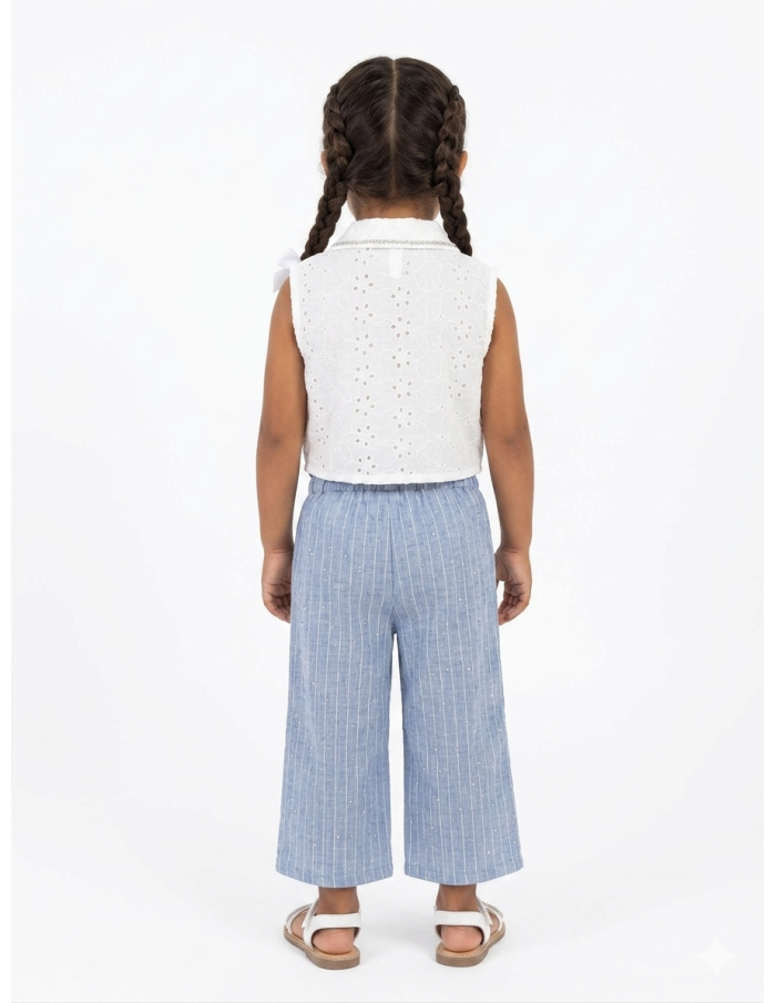 ENSEMBLE TOP + PANTALON BLEU CIEL – FILLE