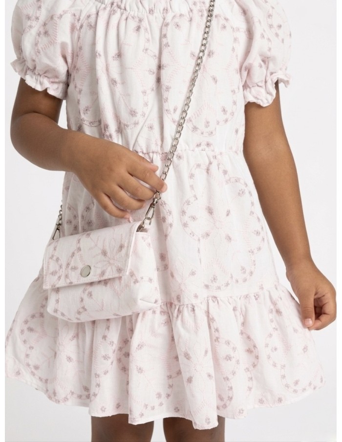 ROBE + SAC ASSORTI MOTIFS FLORAUX ROSE ET BLANCHE - FILLE