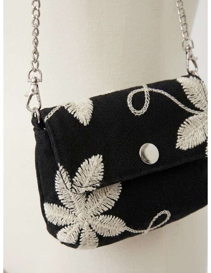 ROBE À VOLANTS BRODÉ + SAC ASSORTI NOIR - FILLE