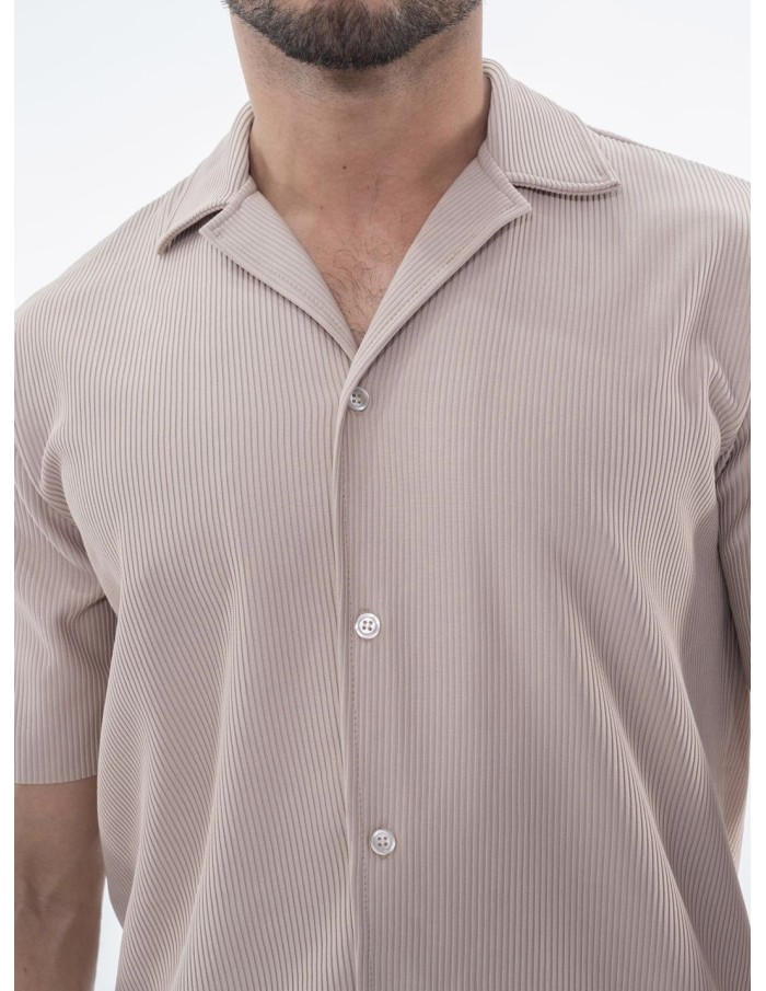 ENSEMBLE CHEMISE + PANTALON PLISSÉ BEIGE - HOMME
