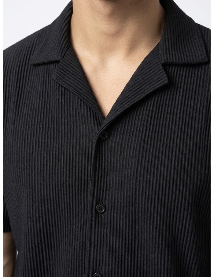 ENSEMBLE CHEMISE + PANTALON PLISSÉ NOIR  - HOMME