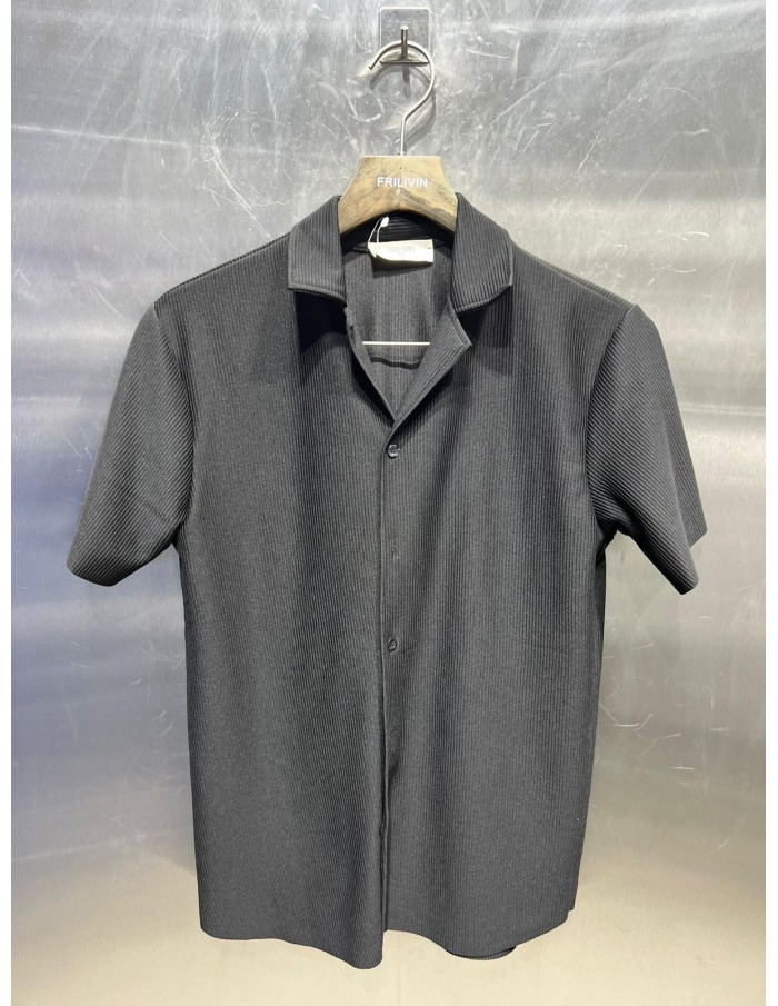 ENSEMBLE CHEMISE + PANTALON PLISSÉ NOIR  - HOMME