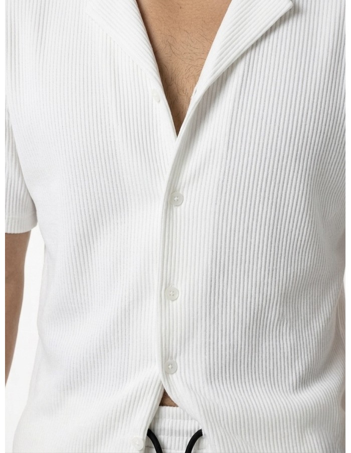 ENSEMBLE CHEMISE + PANTALON PLISSÉ BLANC  - HOMME