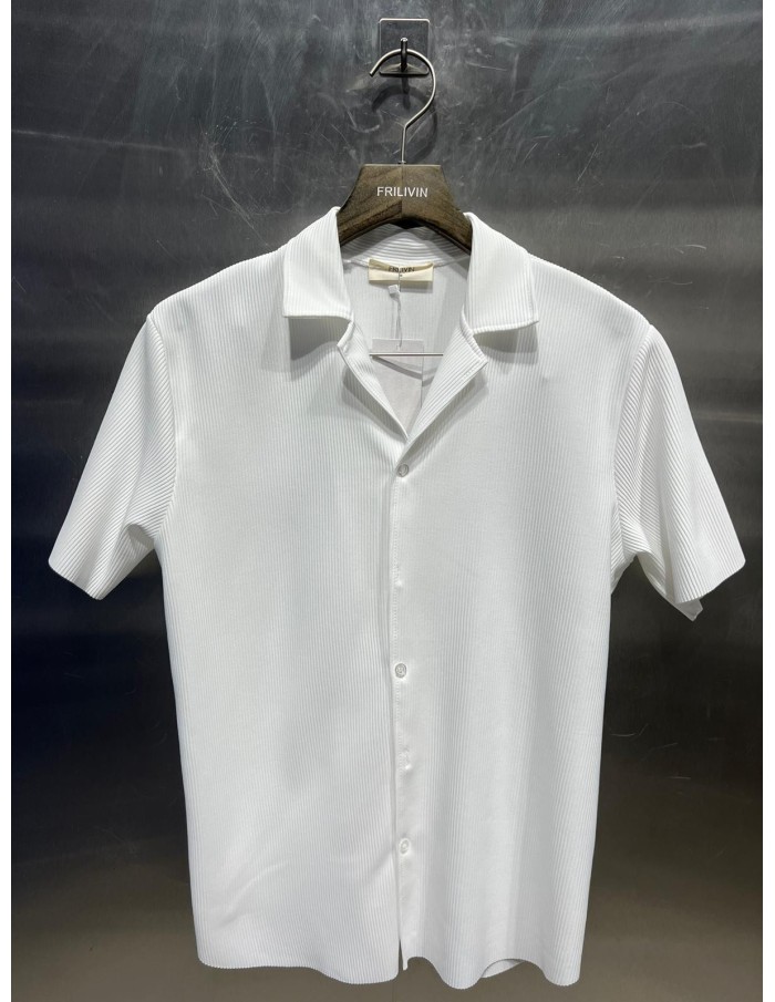 ENSEMBLE CHEMISE + PANTALON PLISSÉ BLANC  - HOMME