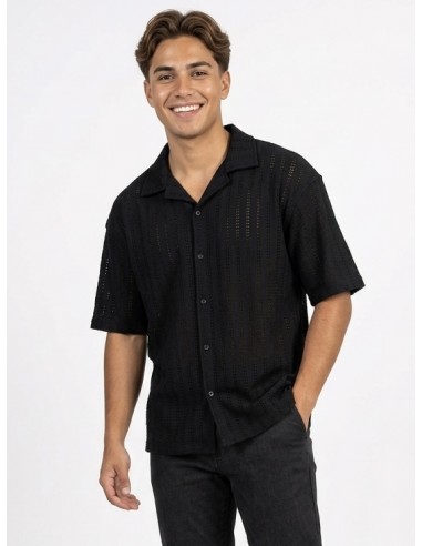 GILET CHEMISE UNI NOIR– HOMME
