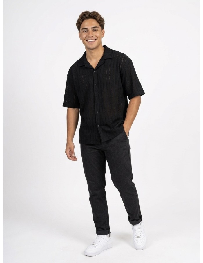 GILET CHEMISE UNI NOIR– HOMME