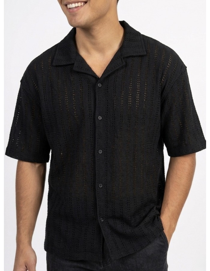 GILET CHEMISE UNI NOIR– HOMME