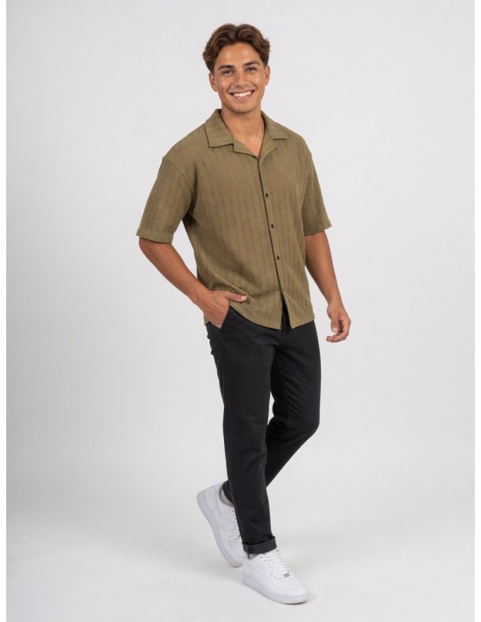 GILET CHEMISE UNI KAKI– HOMME