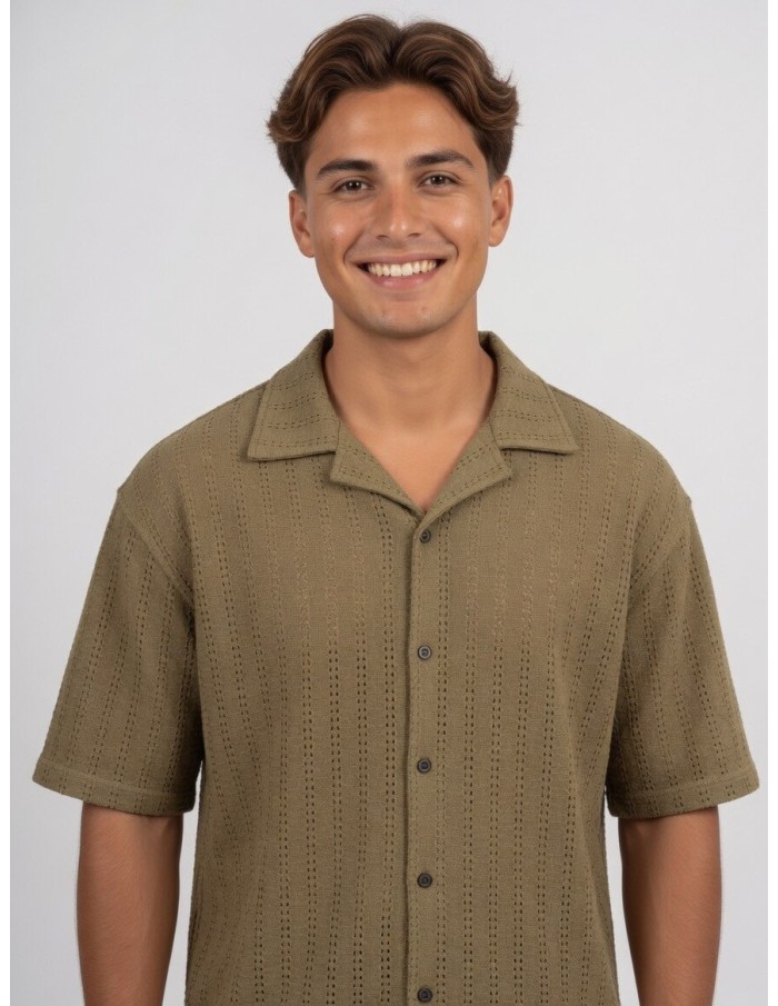 GILET CHEMISE UNI KAKI– HOMME