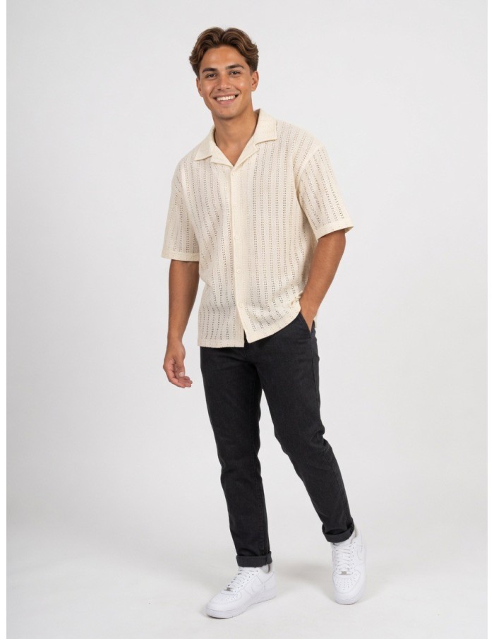 GILET CHEMISE UNI ÉCRU – HOMME