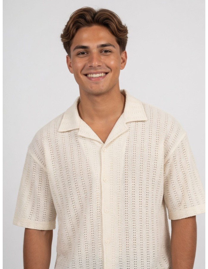 GILET CHEMISE UNI ÉCRU – HOMME