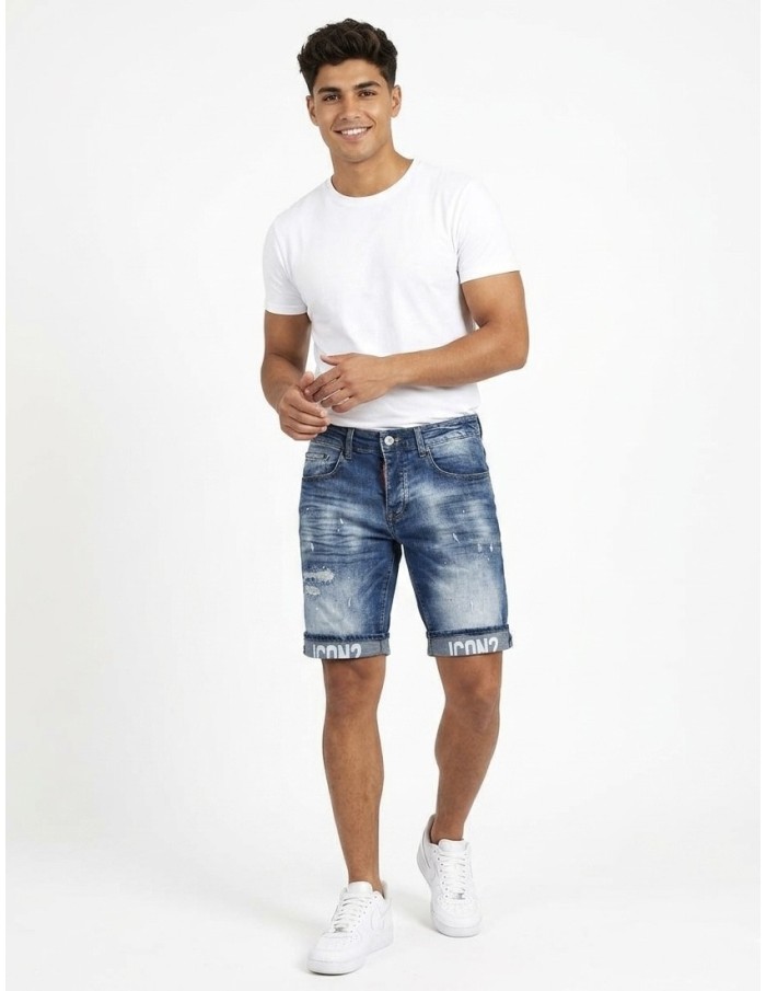 SHORT JEAN ICON BLEU DÉLAVÉ - HOMME