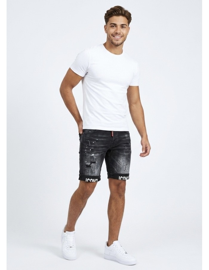 SHORT JEAN ICON NOIR DÉLAVÉ - HOMME