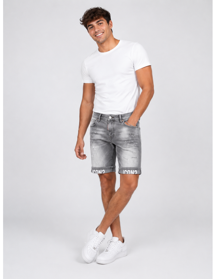 SHORT JEAN ICON GRIS DÉLAVÉ - HOMME