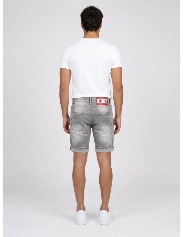 SHORT JEAN ICON GRIS DÉLAVÉ - HOMME