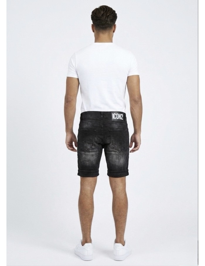 SHORT JEAN ICON NOIR DÉLAVÉ - HOMME