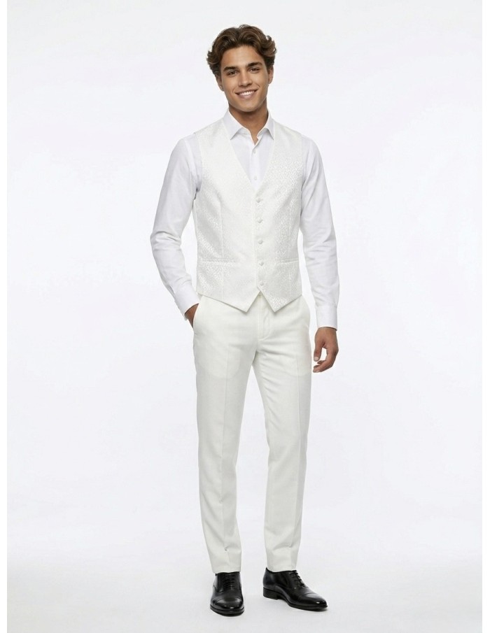 Costume 3 pièces blanc  - homme