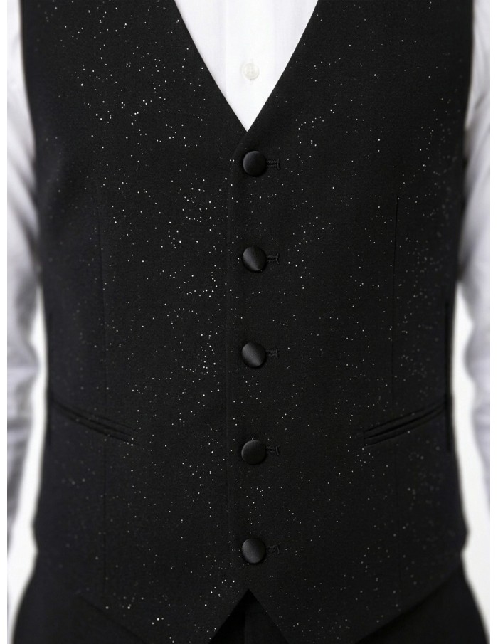 Costume 3 pièces noir paillettes  - homme