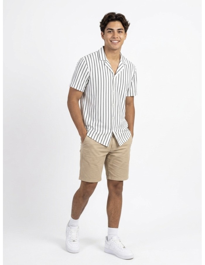 CHEMISE RAYÉE BLANCHE & RAYURES NOIRES – HOMME