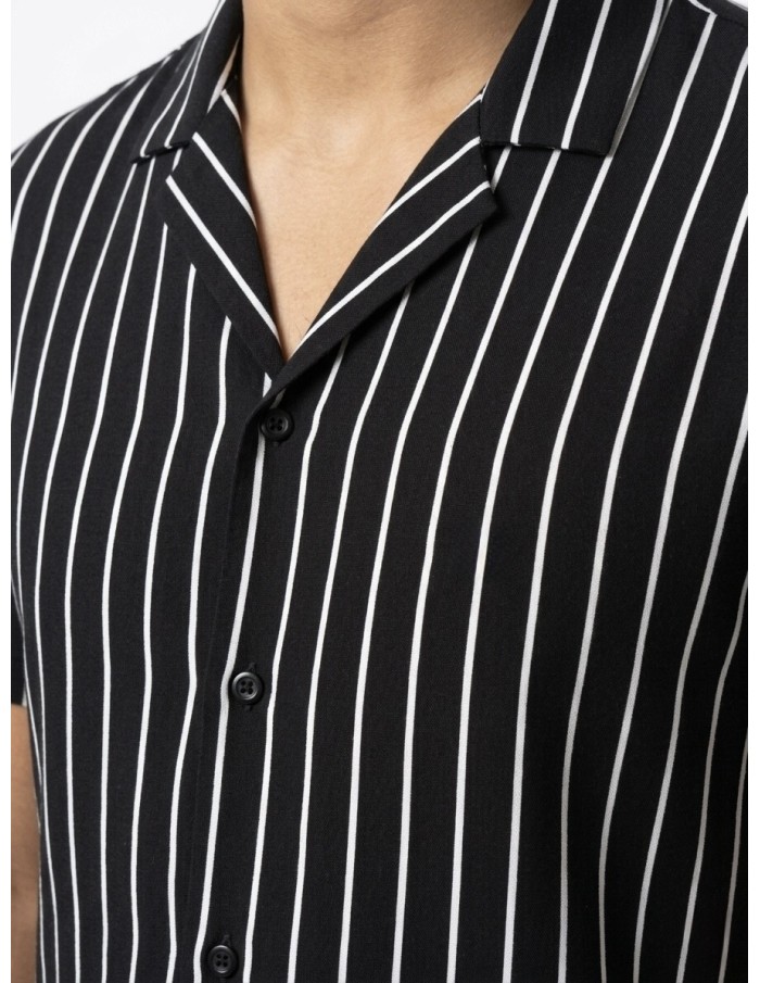 CHEMISE RAYÉE NOIR & RAYURES BLANCHES – HOMME