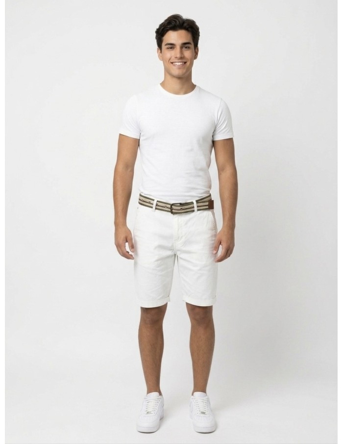 SHORT BLANC ET CEINTURE TRESSÉE  - HOMME