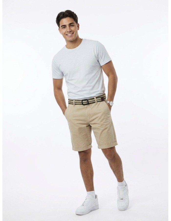 SHORT BEIGE ET CEINTURE TRESSÉE  - HOMME
