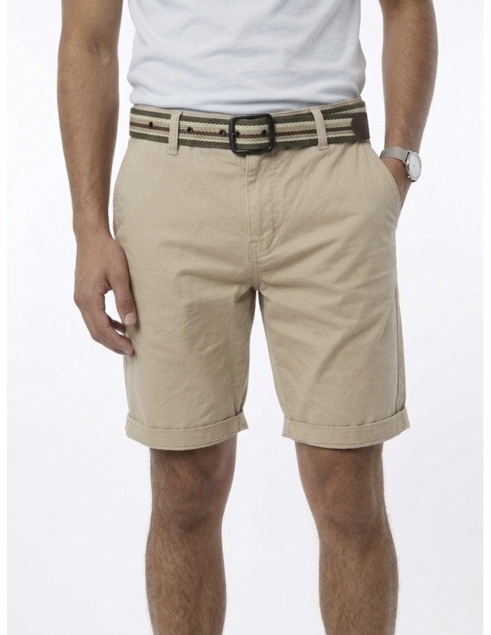 SHORT BEIGE ET CEINTURE TRESSÉE  - HOMME