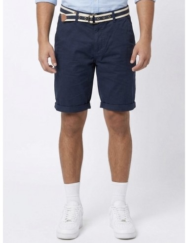 SHORT BLEU MARINE ET CEINTURE TRESSÉE...