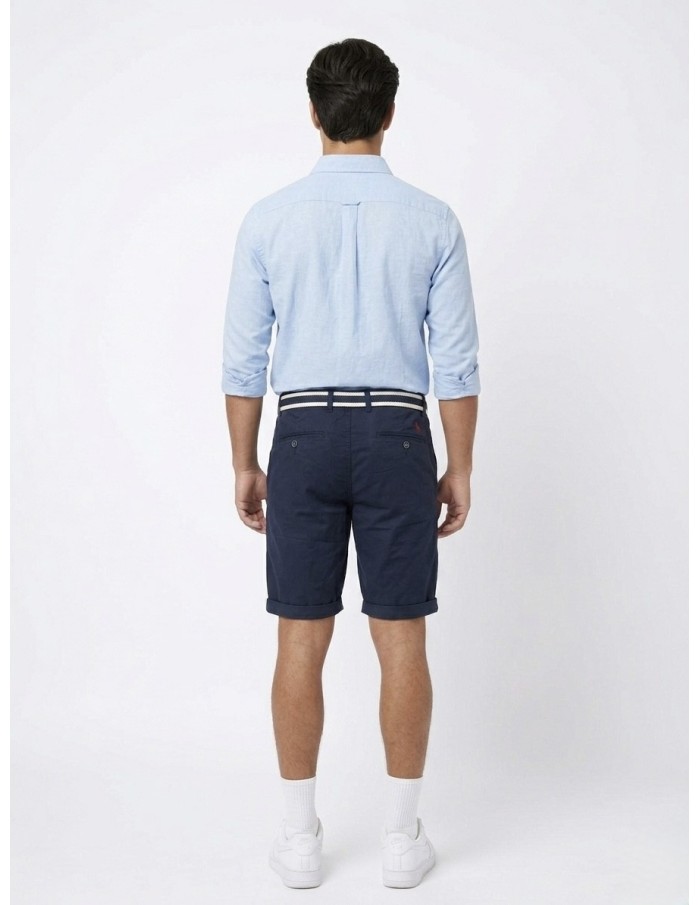 SHORT BLEU MARINE ET CEINTURE TRESSÉE  - HOMME