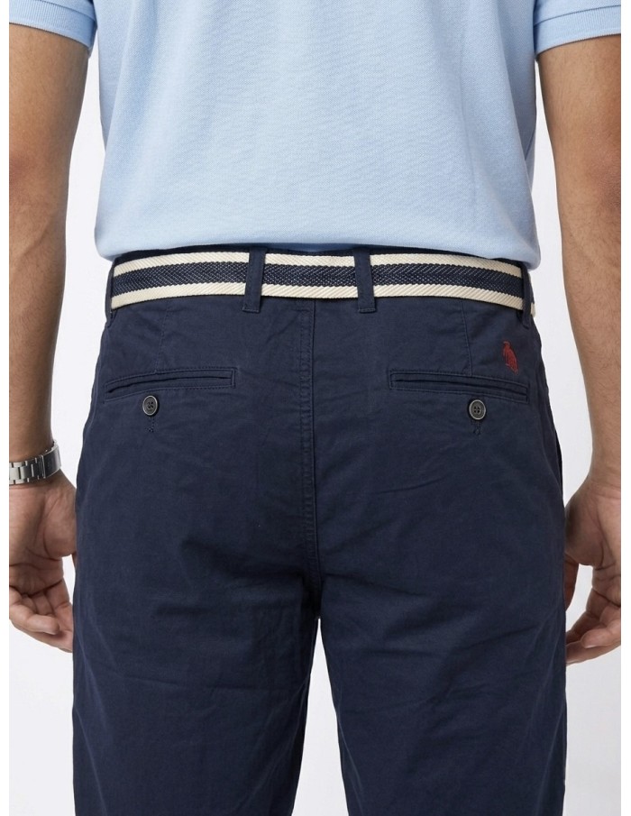 SHORT BLEU MARINE ET CEINTURE TRESSÉE  - HOMME