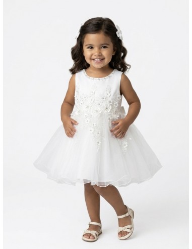 ROBE FLEURS EN RELIEF & PERLES...