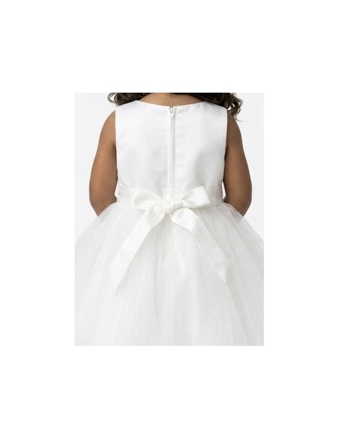 ROBE FLEURS EN RELIEF & PERLES BLANCHE - BÉBÉ