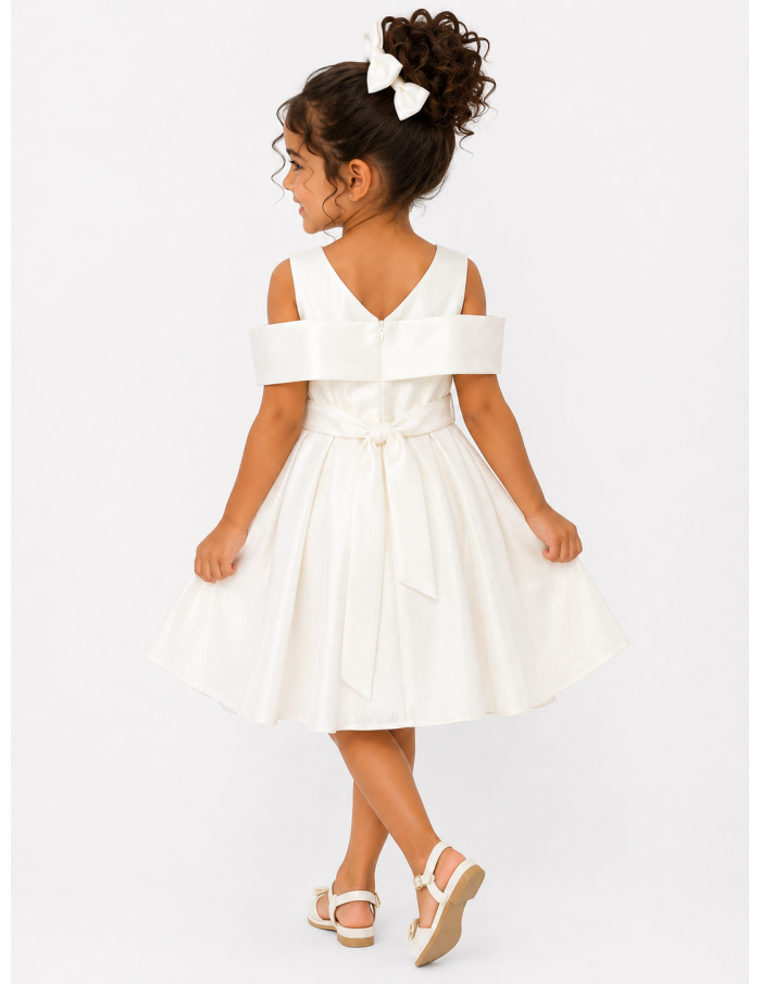 ROBE SCINTILLANTE ET NŒUD DÉCORATIF BLANCHE - FILLE