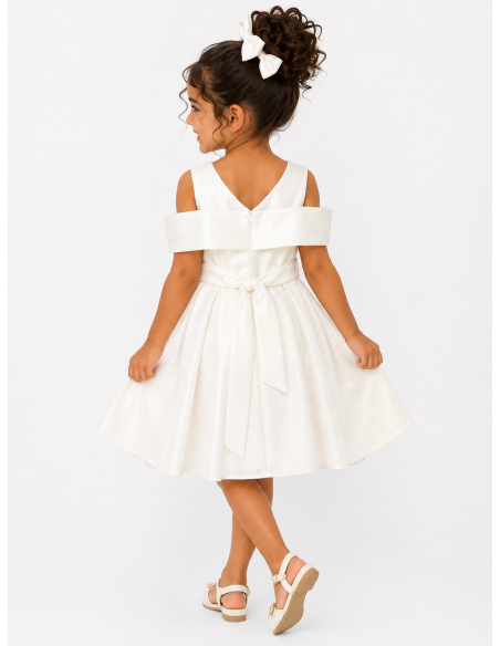 ROBE SCINTILLANTE ET NŒUD DÉCORATIF BLANCHE - FILLE