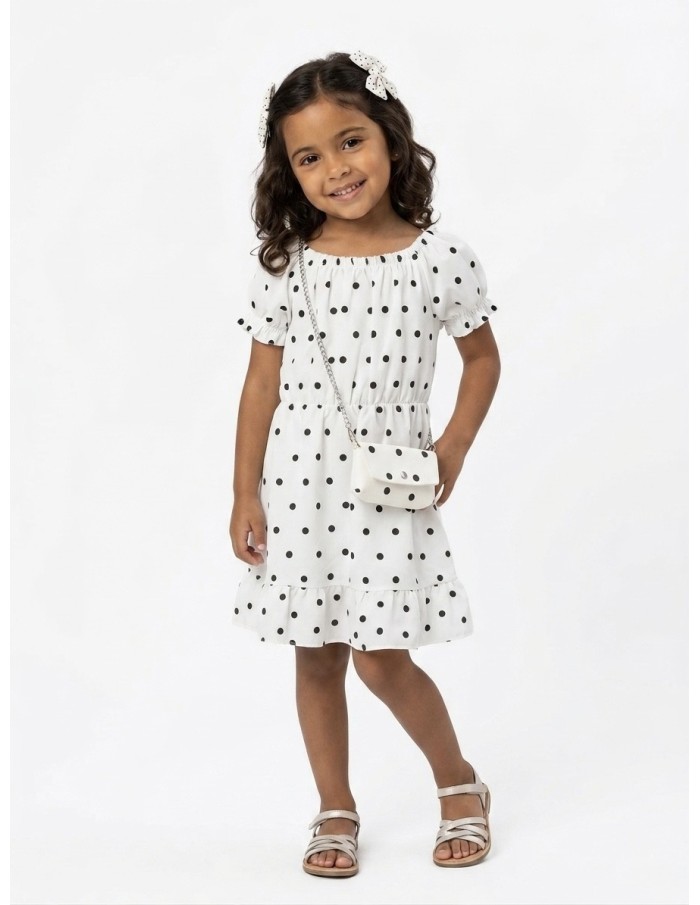ROBE À POIS + SAC ASSORTI BLANCHE - FILLE